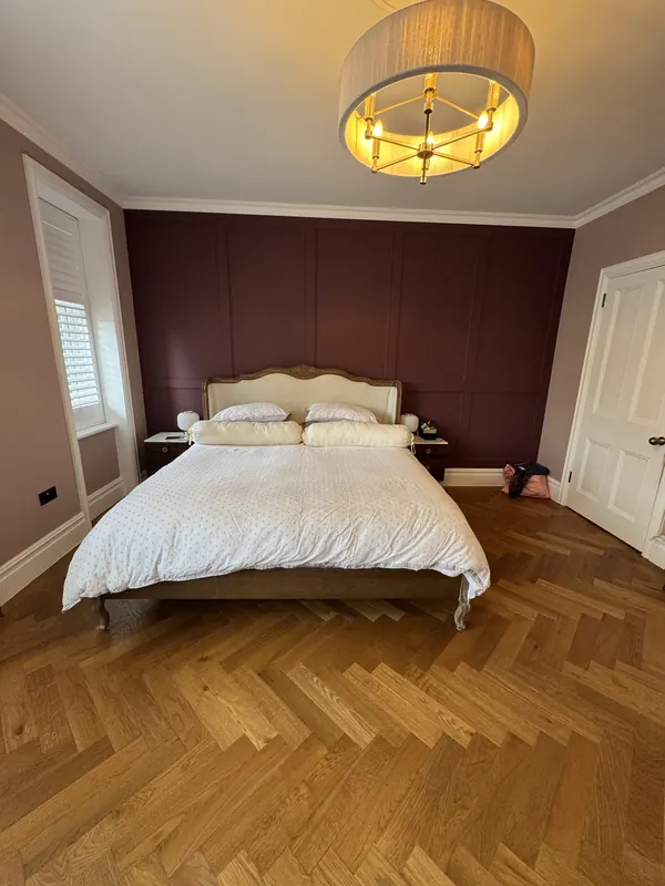 Panelled feature wall in the main bedroom — after