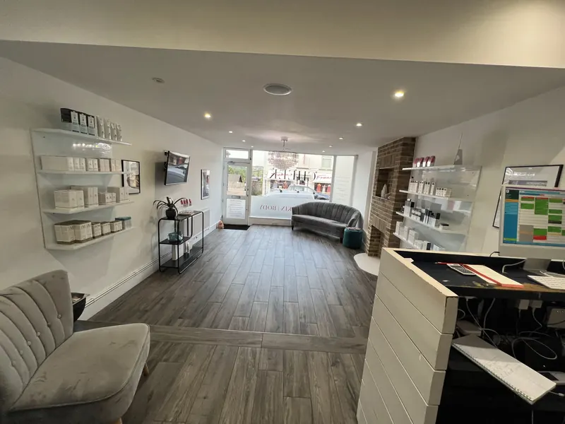 Reception with display shelving