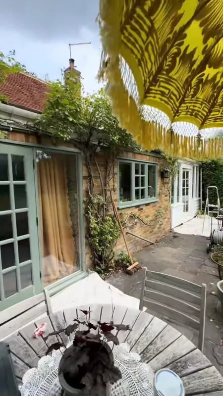 The French doors, from tired green to crisp white — before