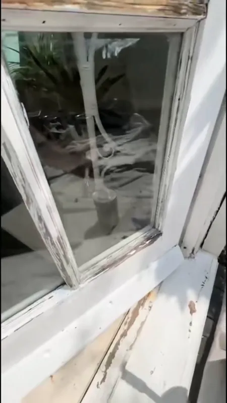 Sanding back the old paint