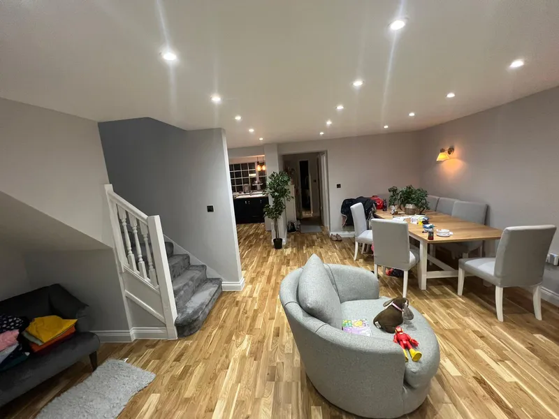 Living and dining towards the kitchen