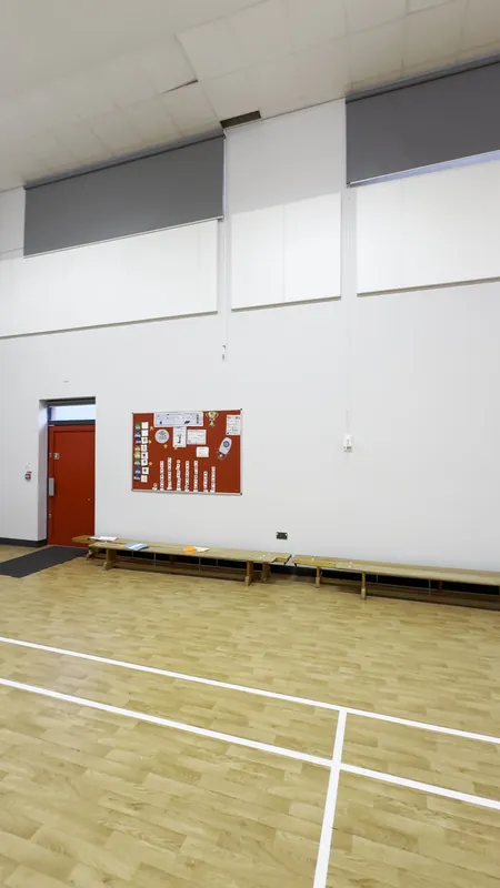 Freshly painted sports hall wall