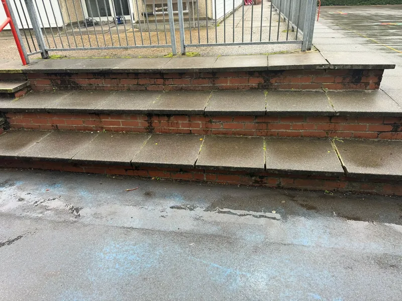 Outdoor steps before: cracked and open joints