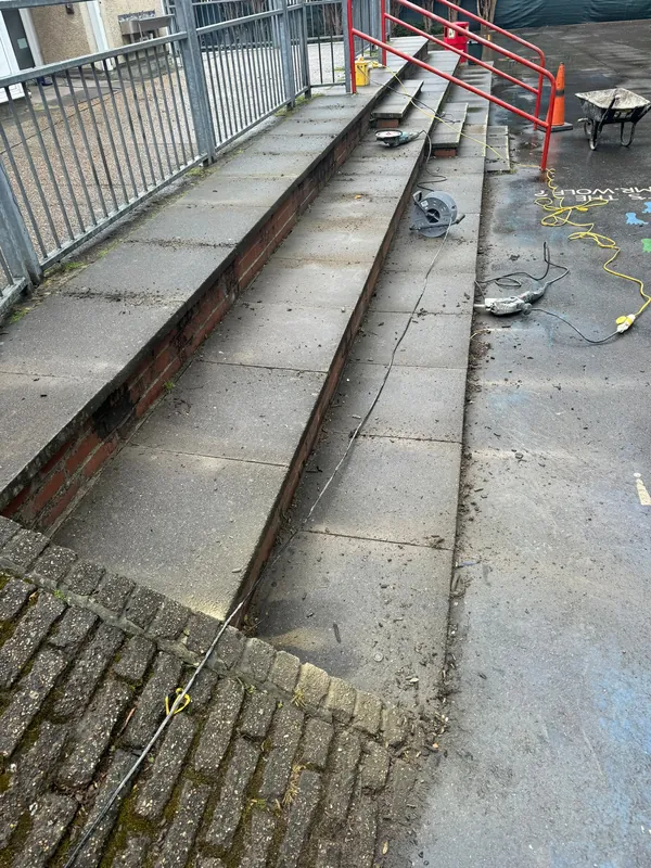Repairing the playground steps