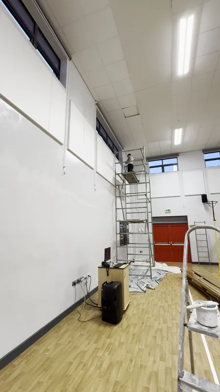 Tower up for the high sports hall walls