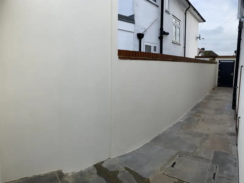 Side return walls rendered and painted — after