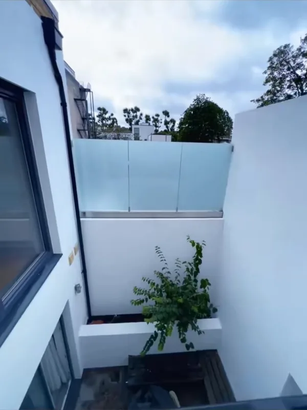 Looking down from the terrace into the courtyard