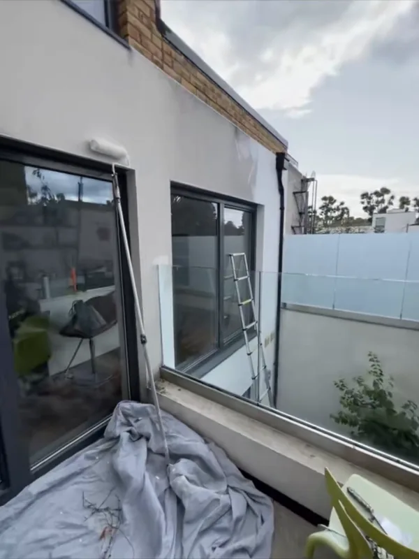 The terrace outside the sliding doors — before