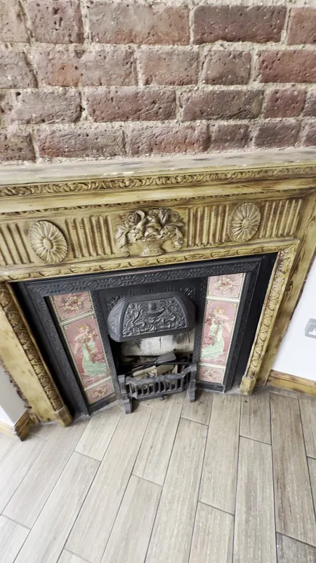 Varnished fireplace surround