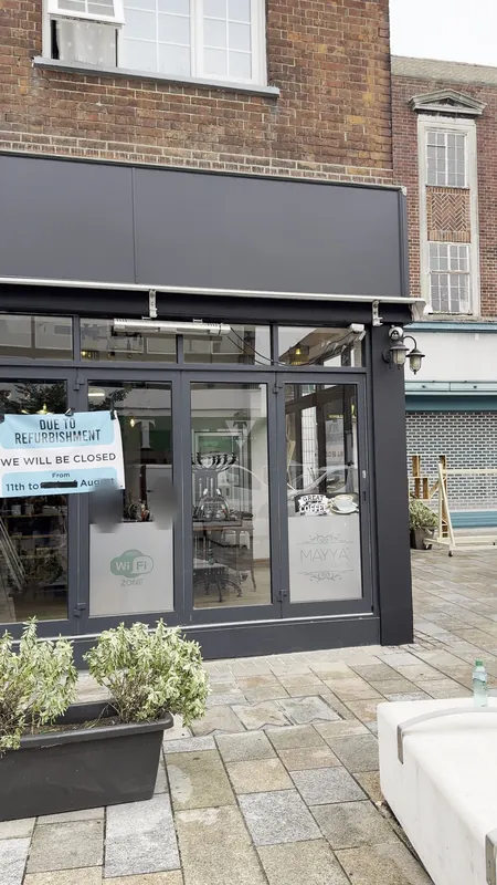 Painted shopfront and entrance