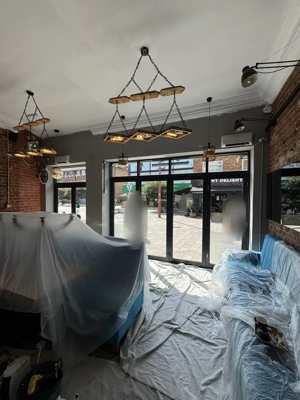 Front windows during painting