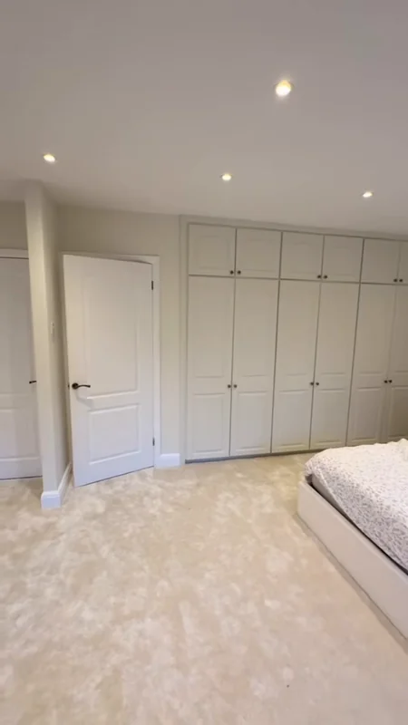 Bedroom, with the wardrobes painted