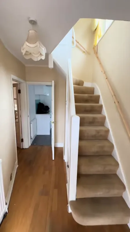 The hallway and stairs — before
