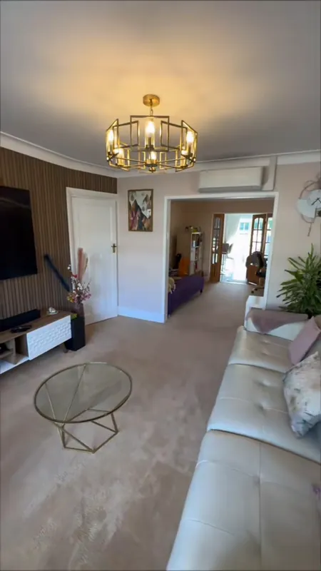 The living room, looking to the door