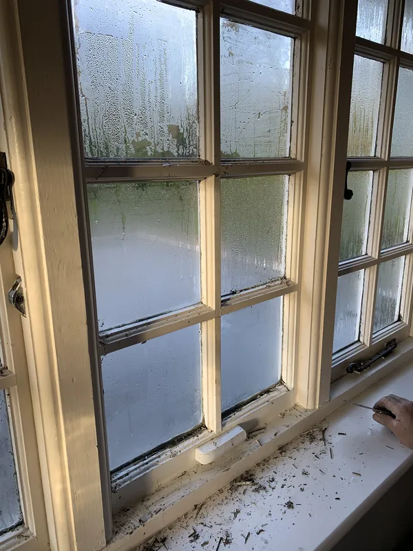 Window frames being prepared