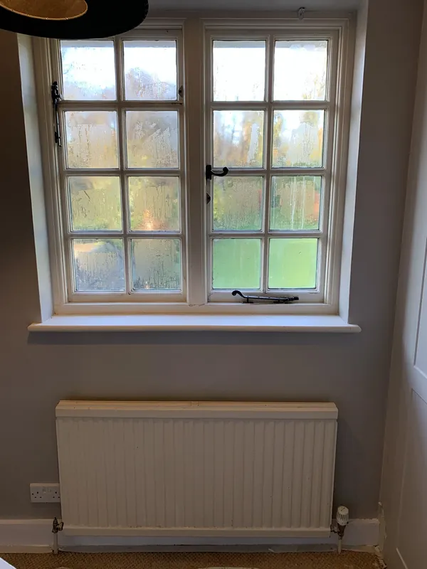A window frame, freshly painted