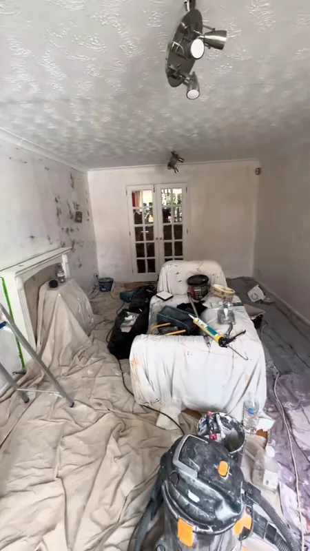 The bare walls filled and prepared