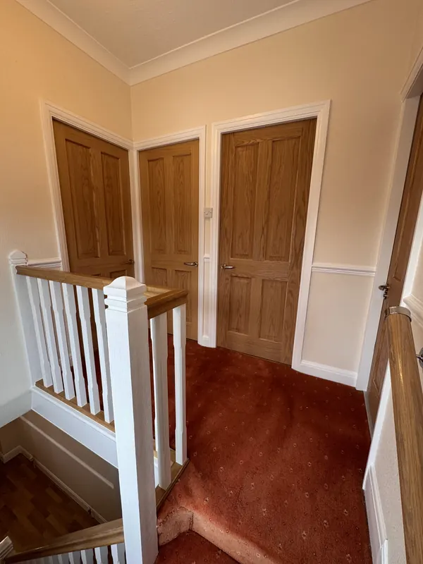 Landing with freshly painted woodwork