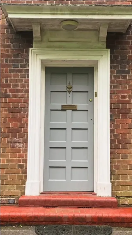 The front entrance, before and after — before