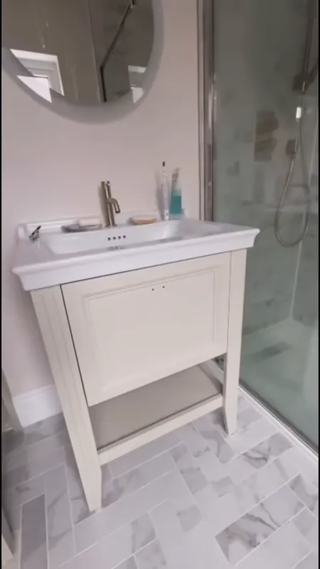 The vanity units, from cream to deep green — before