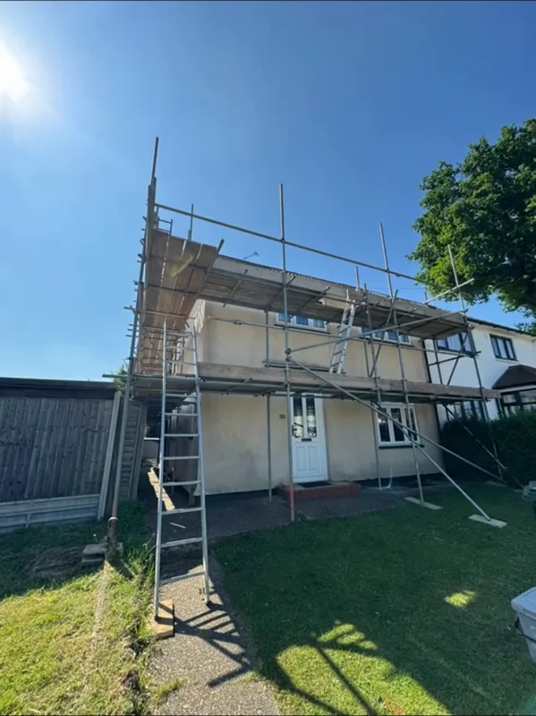 The scaffold up for the work