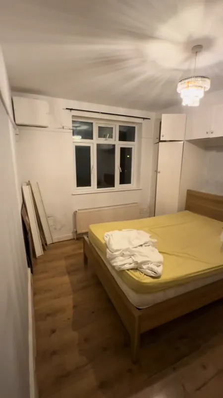 The bedroom, before and after — before
