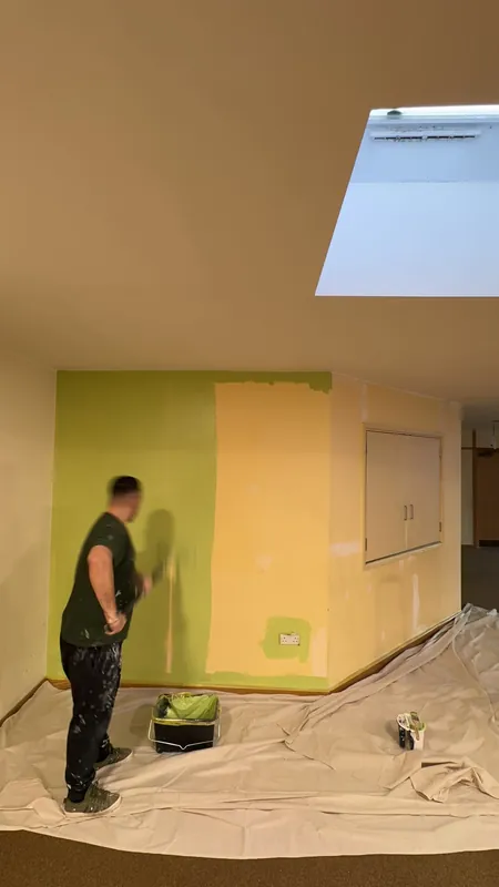 Lime green going on over the old colour