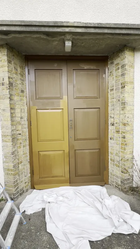 Front doors part-way through