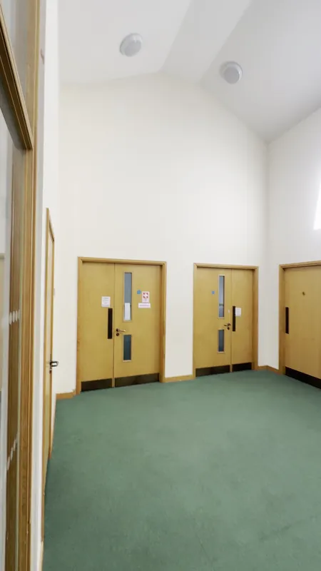 The first-floor landing, walls and ceiling repainted — before