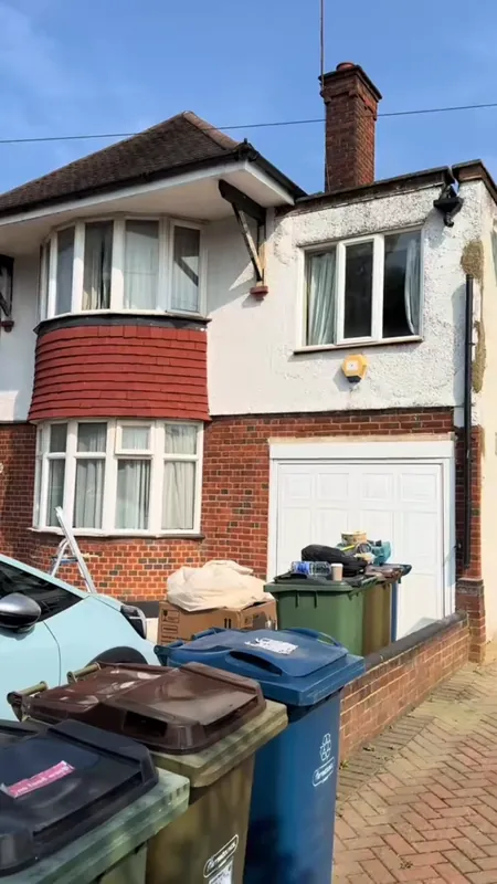 The front of the house, before and after — before