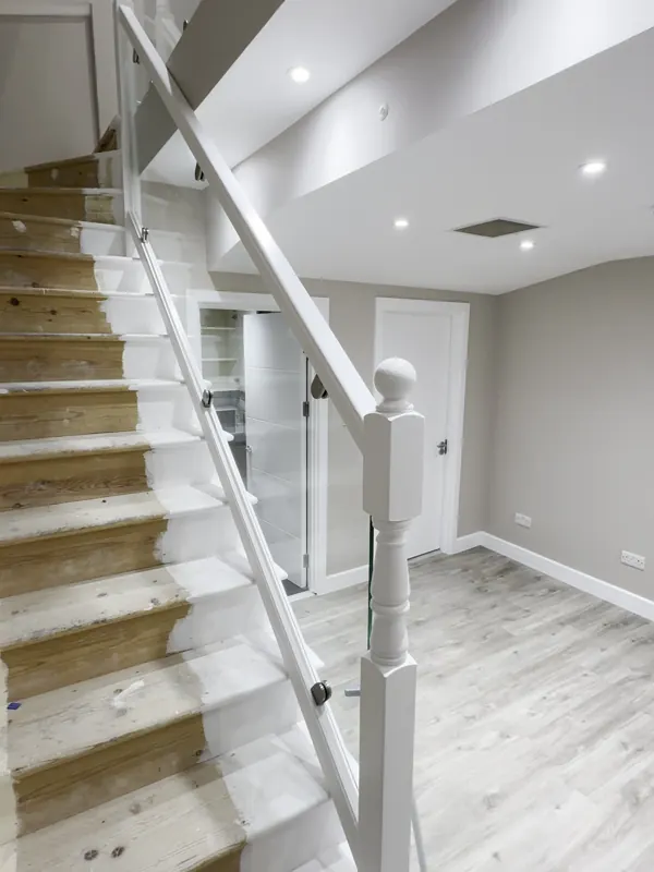 Staircase with glass balustrade