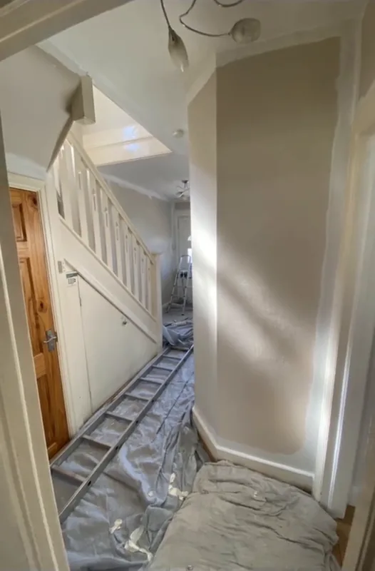 The hall and stairs — during