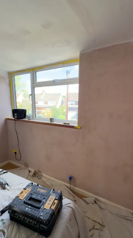 New plaster on the ceiling and walls