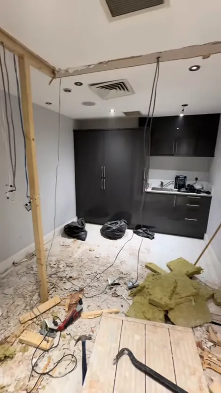 Basement stripped back, with the electrics being updated